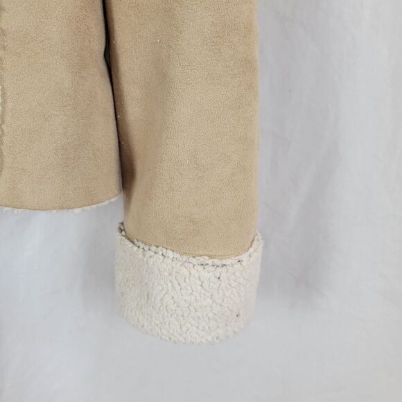 Old Navy Tan Fleece Lined 2-Pocket Button Front Jacket Size L - Picture 5 of 8